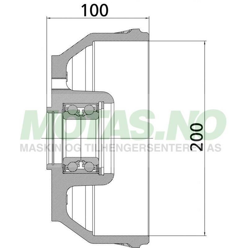 Komplett bremsetrommel 200x50 10