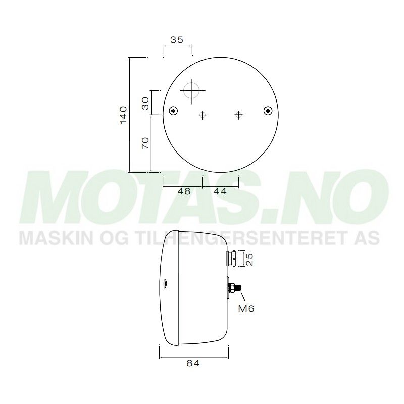 Tåkelys Ø140mm 12V 5-pol Baj.